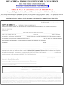 Application Form For Certificate Of Residence For New York State Residents