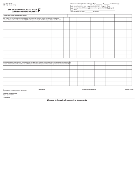 Fillable Form 50-207 - F 2006 Sale/appraisal Ratio Study - Commercial/real Property Printable pdf