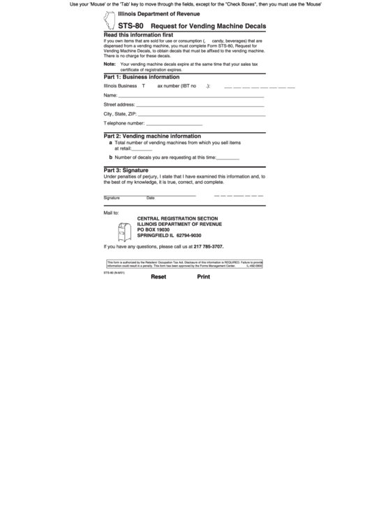 Fillable Form Sts-80 - Request For Vending Machine Decals printable pdf ...