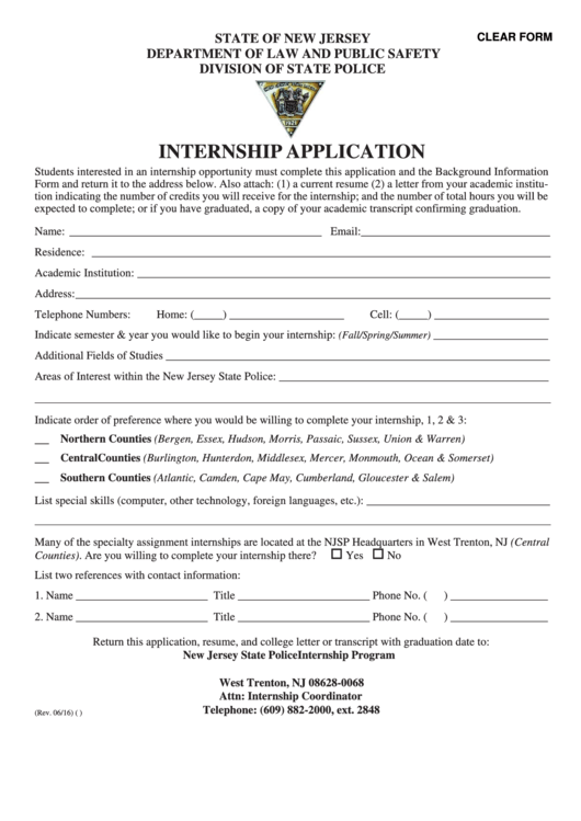 Form S.p. 806 - Internship Application