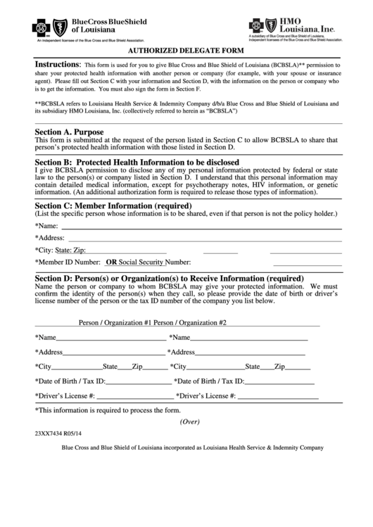 Authorized Delegate Form Printable pdf