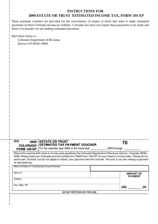 Form 105-Ep - Estimated Tax Payment Voucher (2000) Printable pdf