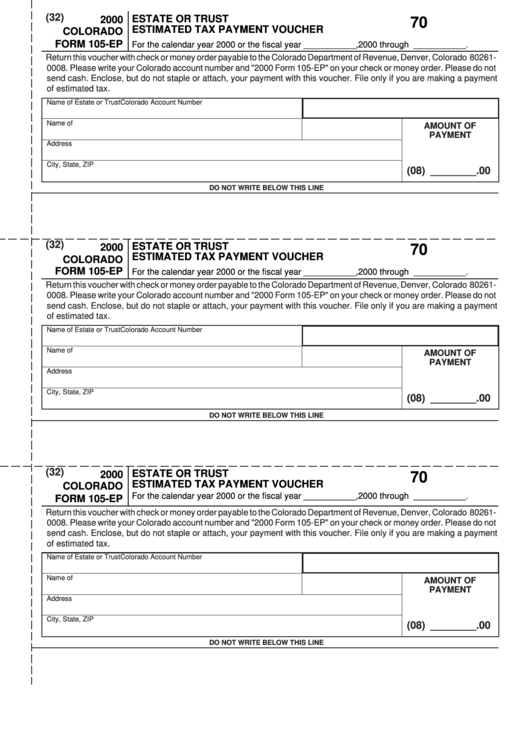 Form 105-Ep - 2000 Estimated Tax Payment Voucher Printable pdf