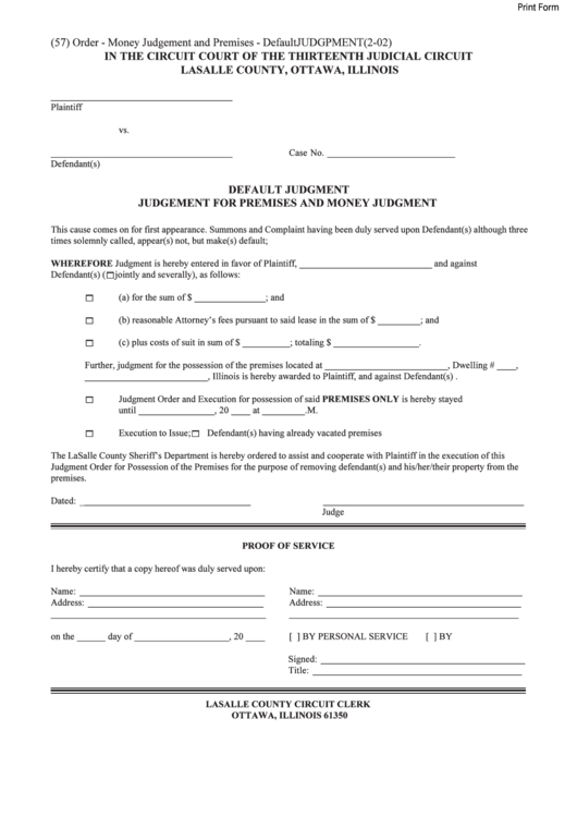 Fillable Form 57 - Default Judgment For Money And Premises Printable pdf