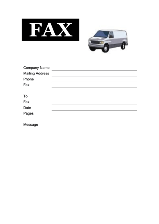 Delivery Van - Fax Cover Sheet Printable pdf