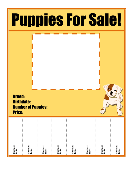 Puppies For Sale Flyer Template printable pdf download
