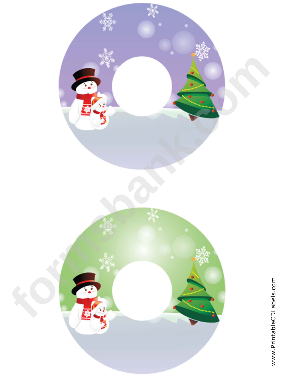Top Hat Snowman Christmas Cd-Dvd Label Template