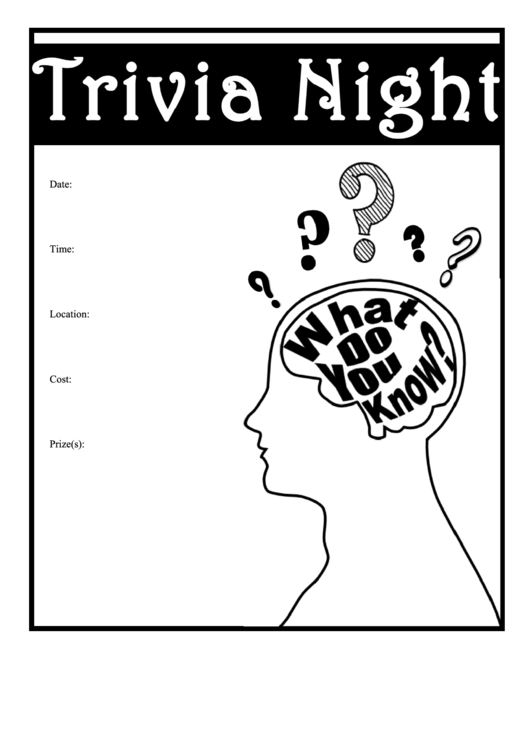 Trivia Night Flyer Template Printable pdf