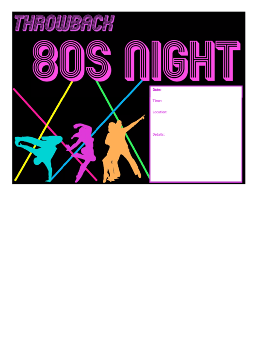 80s Night Flyer Template Printable pdf