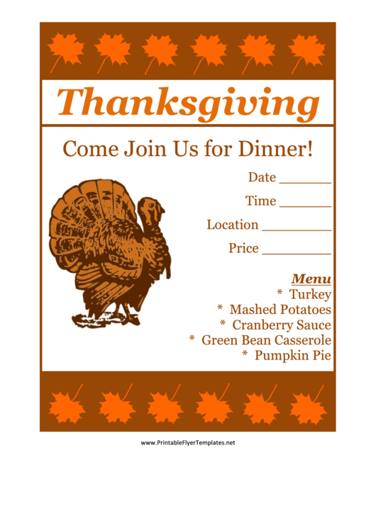 Thanksgiving Flyer Template Printable pdf
