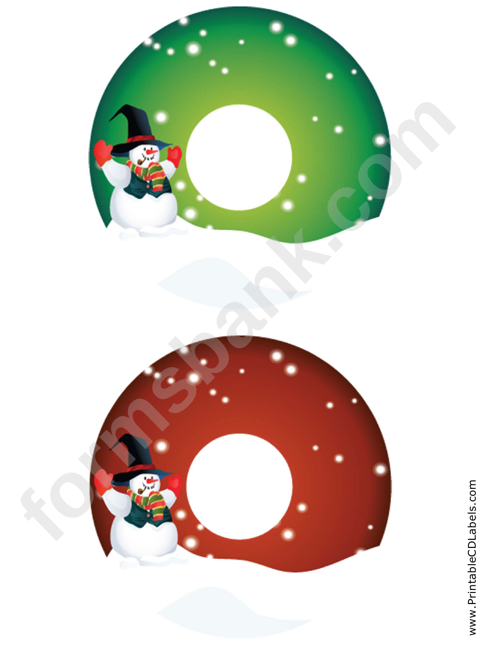 Snowman Christmas Cd-Dvd Label Template