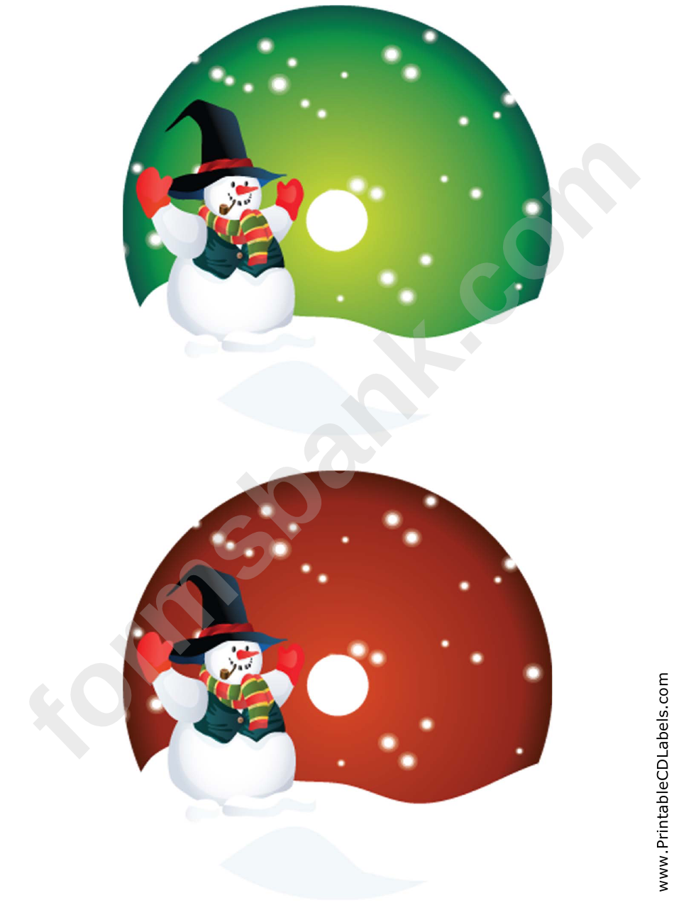 Snowman Christmas Cd-Dvd Label Template