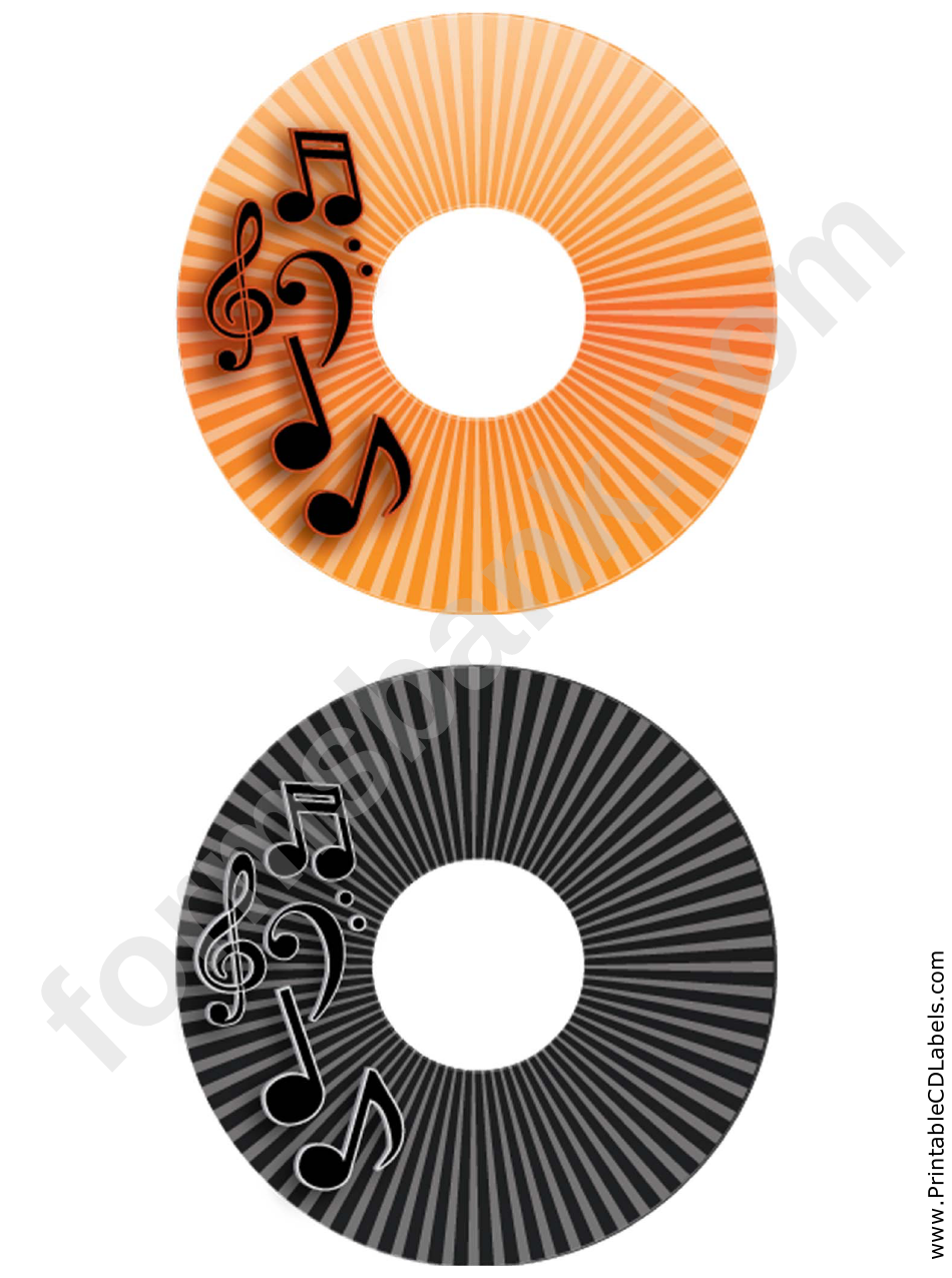 Orange Black Stripes Music Cd-Dvd Labels
