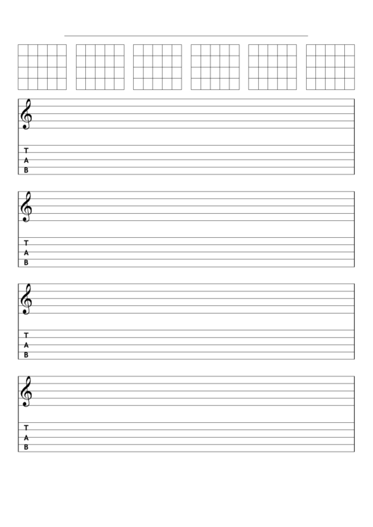 Guitar Tablature With Staff And Chord Symbols Printable pdf