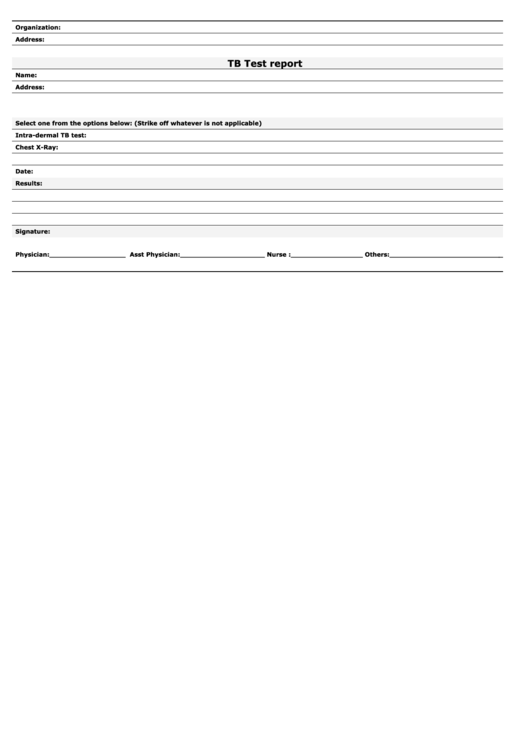 Tb Test Report Template Printable pdf