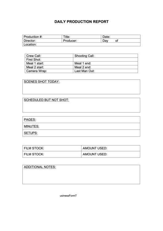 Daily Production Report Template Printable pdf