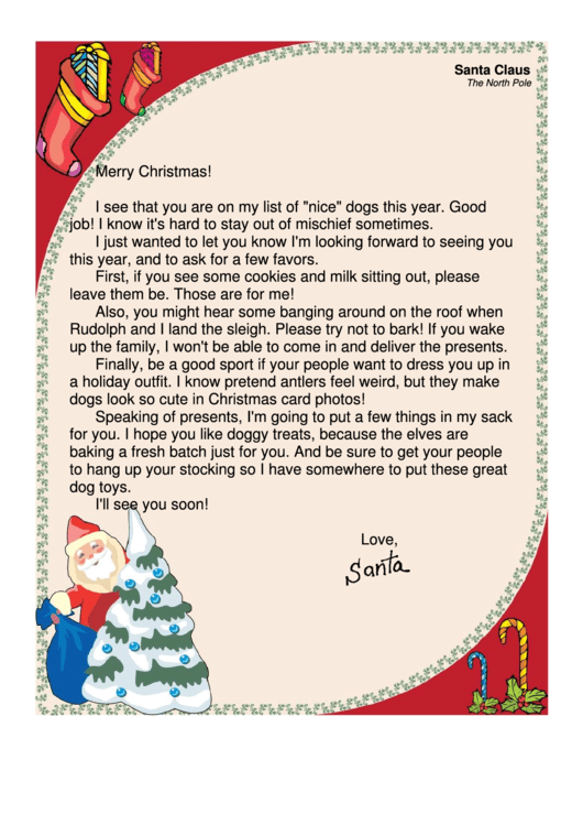 Santa Letter Template Printable pdf