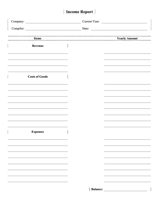 Income Expense Report Template Printable pdf