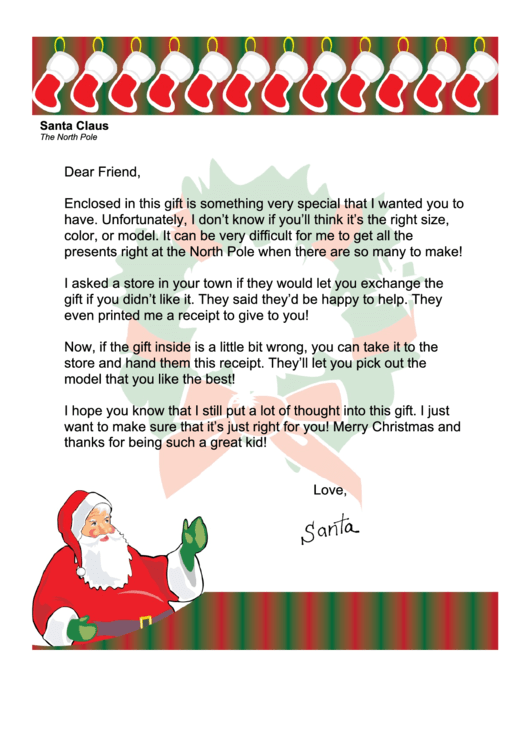 Santa Letter Template printable pdf download