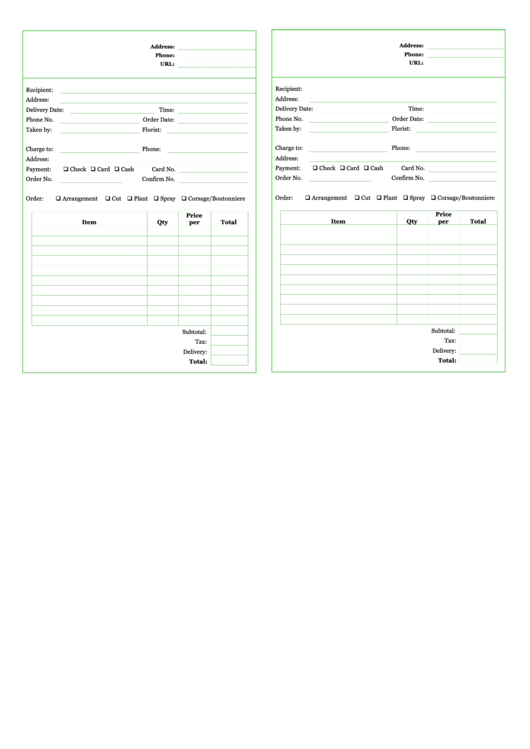 Flower Delivery Receipt Template Printable pdf