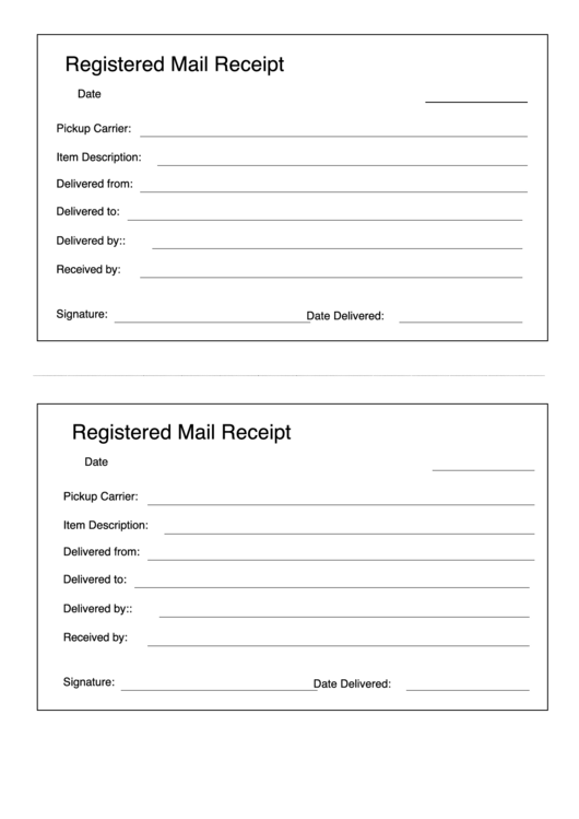Registered Mail Receipt Template Printable pdf
