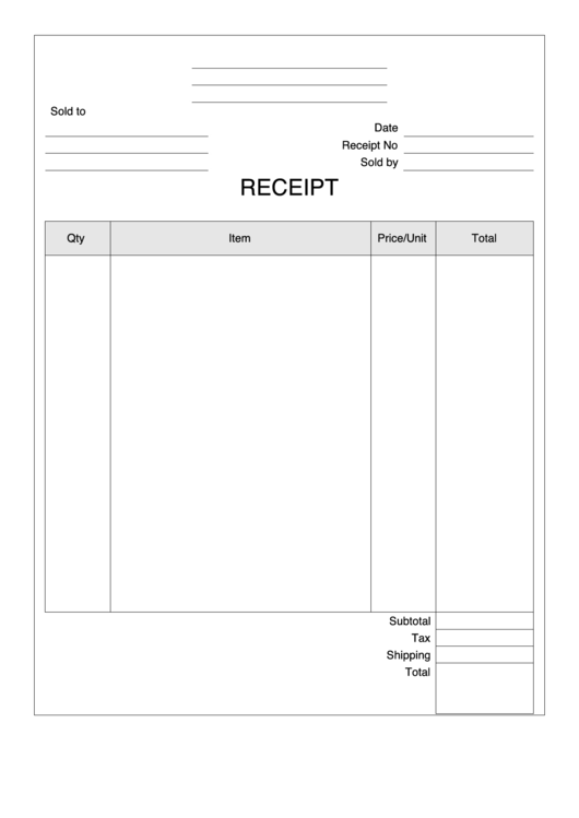 Receipt Template Printable pdf
