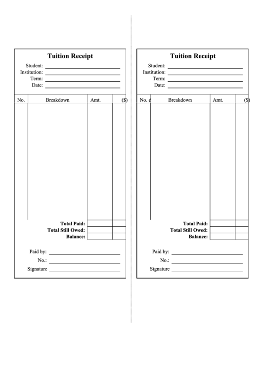 Tuition Receipt Template