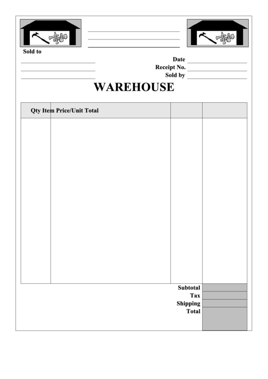 Warehouse Receipt Template Printable pdf