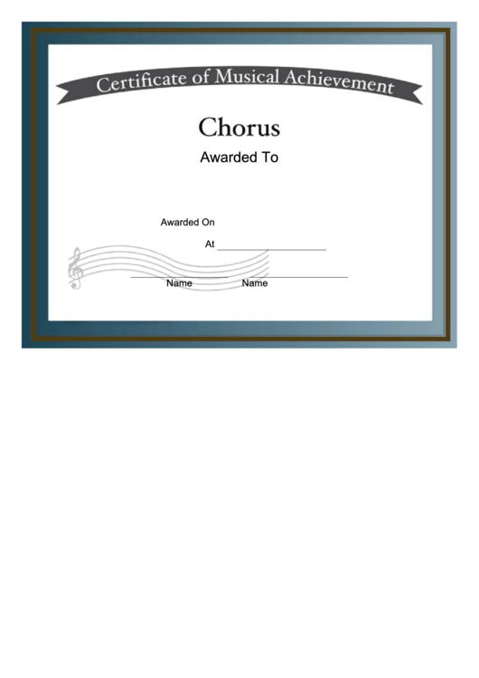 Music Award Certificate Template - Chorus Printable pdf