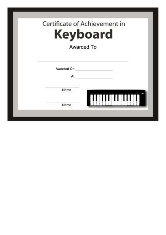 Certificate Of Achievement Template - Keyboard Printable pdf