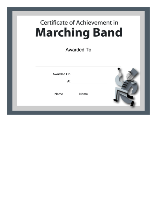 Certificate Of Achievement Template - Marching Band Printable pdf