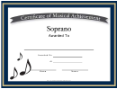 Certificate Of Achievement Template - Soprano