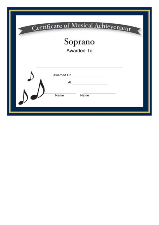 Certificate Of Achievement Template - Soprano Printable pdf
