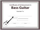 Certificate Of Achievement Template - Bass Guitar