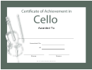 Certificate Of Achievement Template - Cello