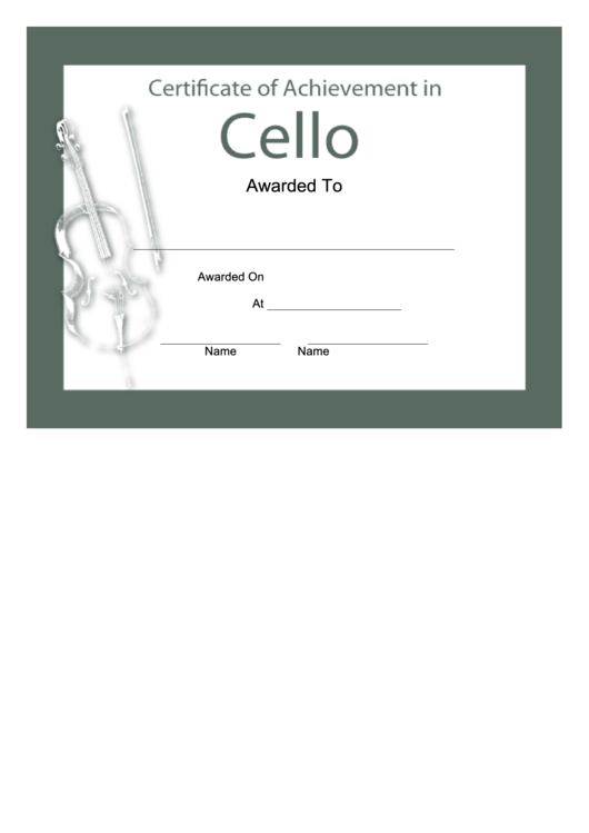 Certificate Of Achievement Template - Cello Printable pdf