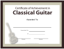 Certificate Of Achievement Template - Classical Guitar