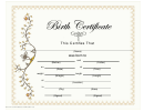 Birth Certificate Template - Golden Ornament