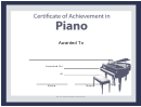 Certificate Of Achievement Template - Piano