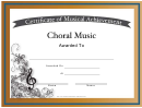 Certificate Of Achievement Template - Choral Music