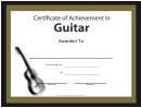 Certificate Of Achievement Template - Guitar
