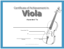 Certificate Of Achievement Template - Viola