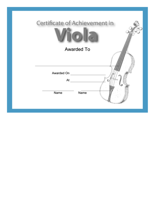 Certificate Of Achievement Template - Viola Printable pdf