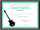 Certificate Of Achievement Template - Lead Guitar