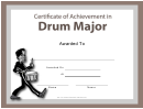Certificate Of Achievement Template - Drum Major