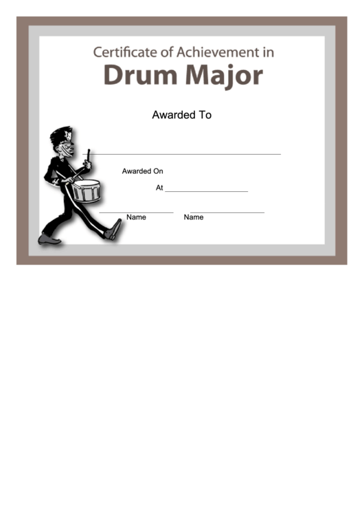 Certificate Of Achievement Template - Drum Major Printable pdf