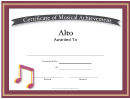 Certificate Of Achievement Template - Alto