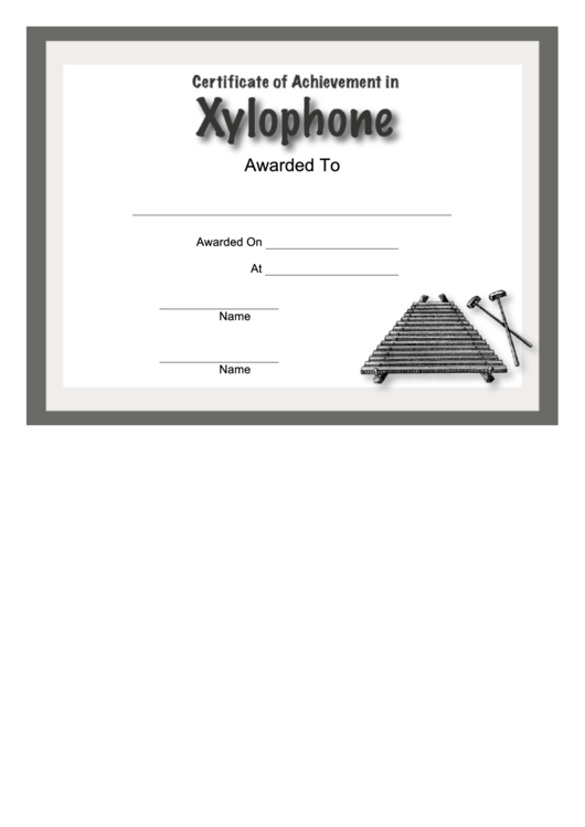Certificate Of Achievement Template - Xylophone Printable pdf