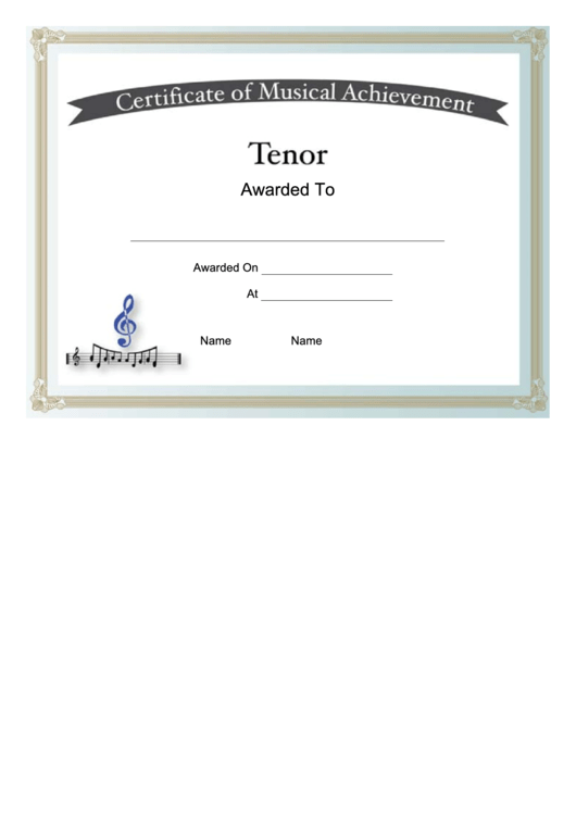 Certificate Of Achievement Template - Tenor Printable pdf