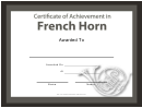 Certificate Of Achievement Template - French Horn